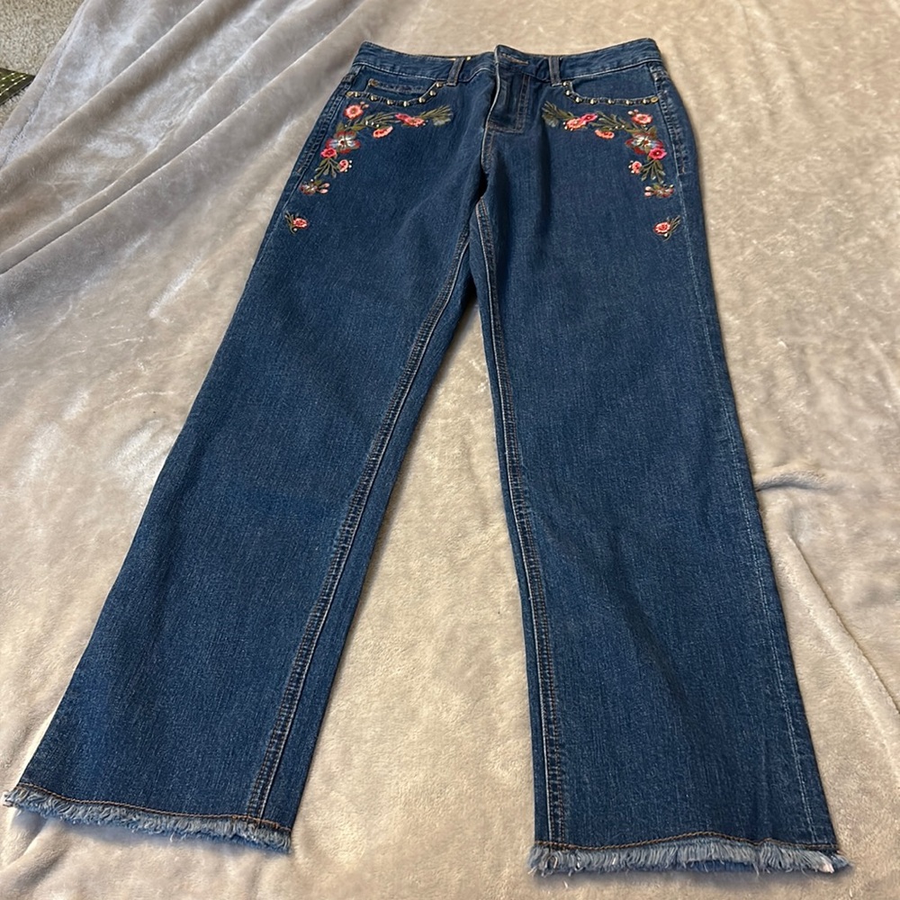 Kate spade ditsy floral embroidered jeans